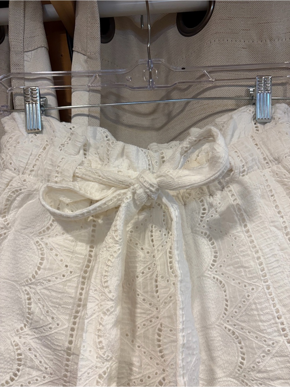 Acoa White Eyelet Tie-Waist Shorts - Picture 2 of 8